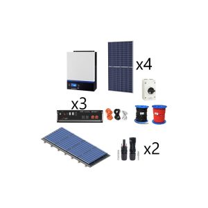 Kit solar aislada con litio Pylontech 7,2kWh - Voltronic VM III 5kW - consumo 8,5kW/dia - Estructura coplanar