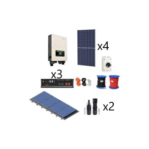 Kit solar aislada con litio Pylontech 7,2kWh - Sofar HYD 3kW 48V - consumo 8,5kW/dia - Estructura coplanar